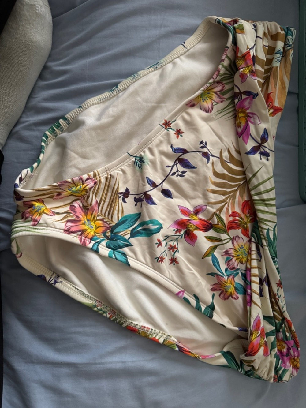 Shade & Shore Cream One-Piece with Multicolor Floral Trim